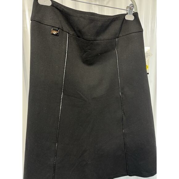 Lisette A-Line Skirt W/Leather Piping In Black Women’s Size 8 NWT - Picture 3 of 5